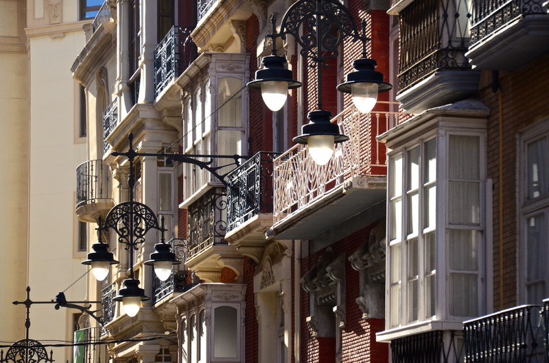 Balconies and street lights, Cartagena