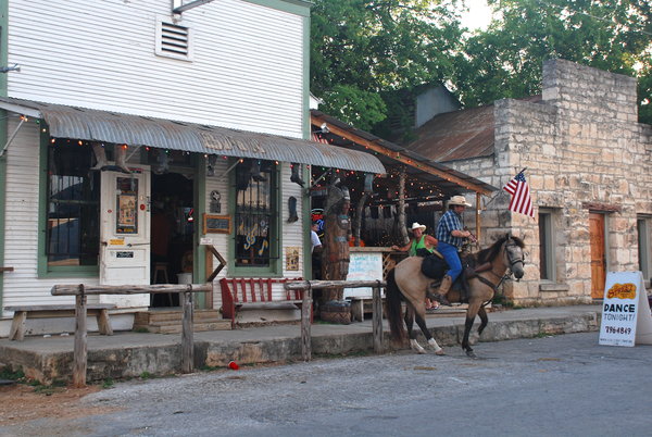 Drinking and riding at the Cowboy Bar in Bandera
