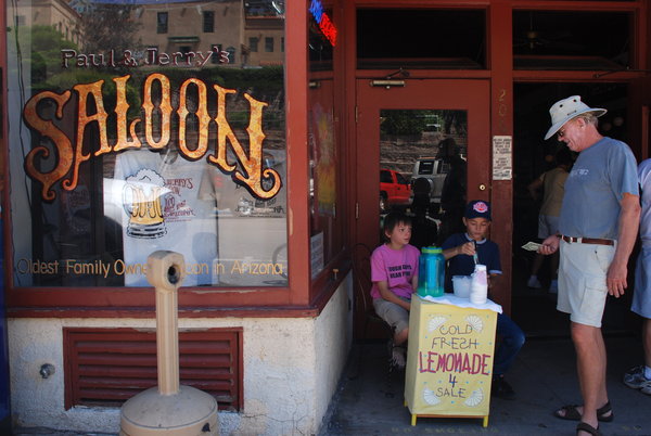 Afternoon lemonade outside The Saloon in Jerome