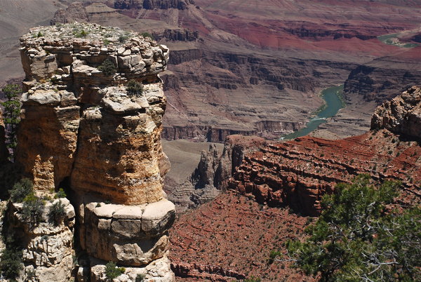 The Colorado River snakes through the Grand Canyon