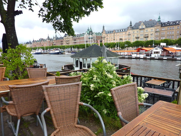 View of the Djurgarden Canal from the floating cafe near Vasamuseet
