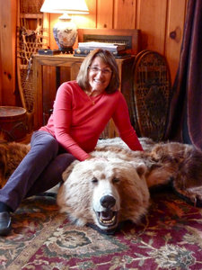 Me on a white grizzly bear rug 