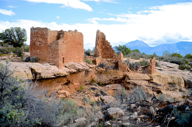Hovenweep House, CO mountains in the distance.