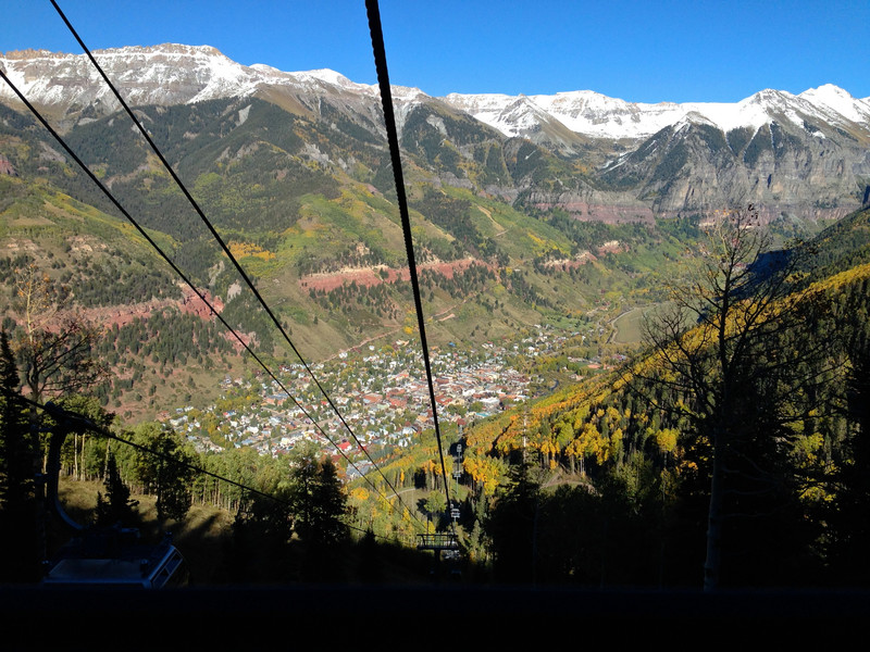 Looking down into Telluride from the gondola.