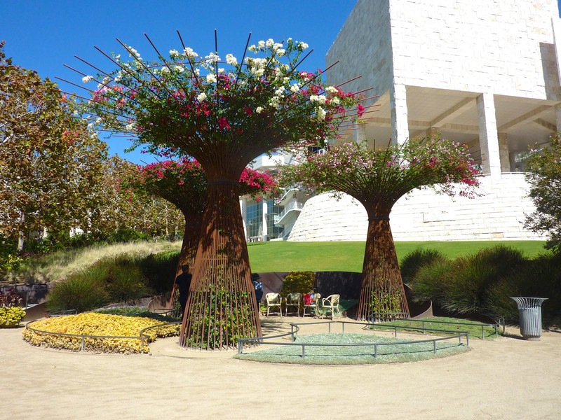 Rebar bougainvillea trees in the Getty Center Central Garden