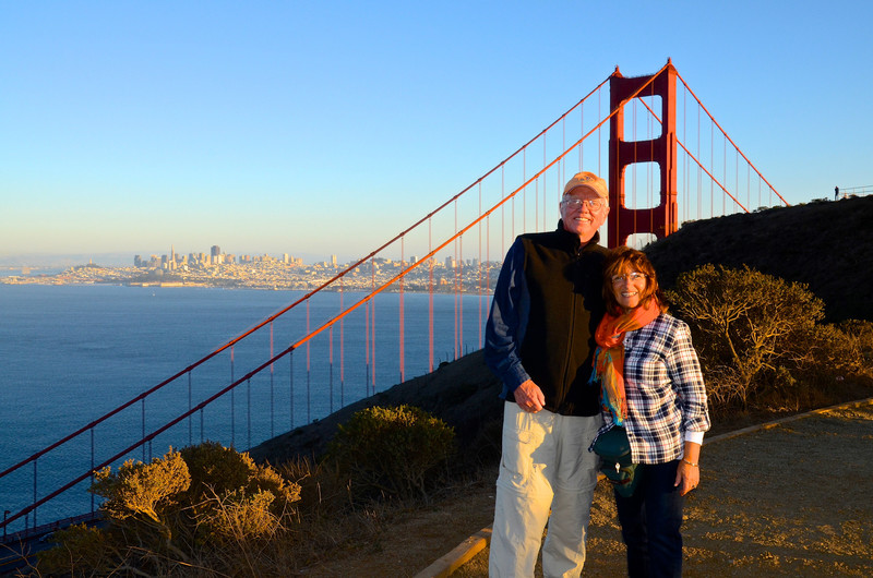 Dave and I at sunset on top of Golden Gate National Recreation Area