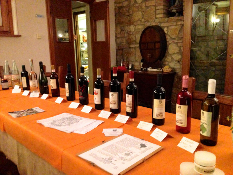 Wine assortment for sale at Palazzo Bandino, Chianciano