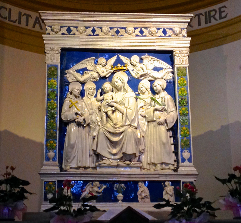 Andrea della Robbia glazed terra-cotta sculpture in St Agata Church, Radicofani, Italy