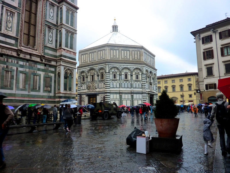 Il Duomo di Firenze on left, Baptistry in middle, Scudieri in distance, Florence, Italy