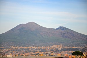 Mt Vesuvius looms over Naples