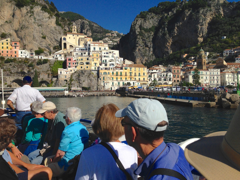 View of the Amalfi Coast from the Bay of Sorrento from our GCT boat trip.