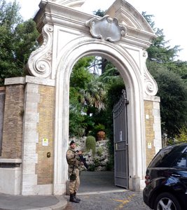 Guarded entry to the Villa Georgina