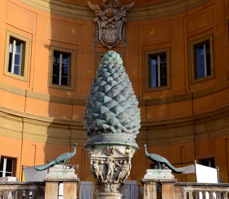 2,000 year old bronze pinecone fountain or Fontana Della Pigna 