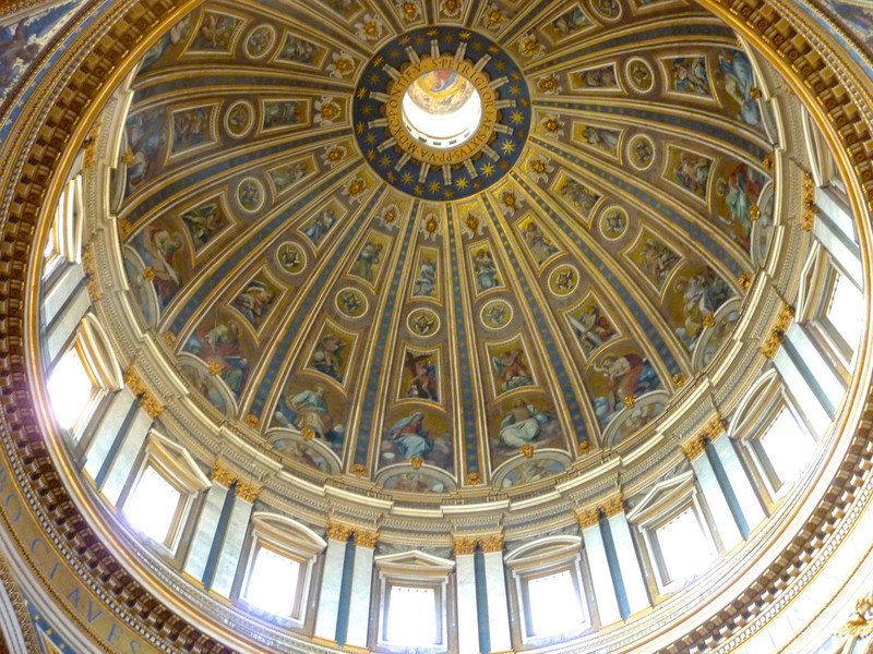 The massive dome begun by Michelangelo in St Peter's Basilica