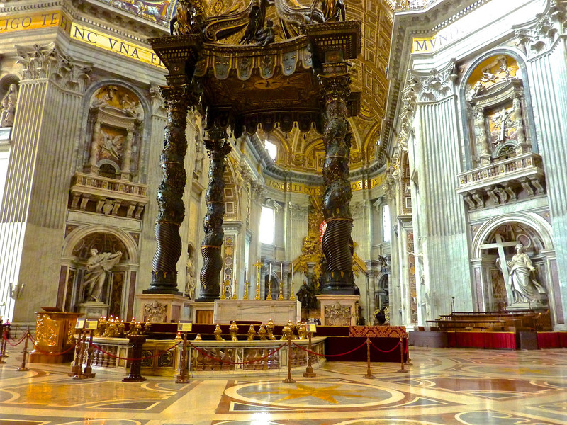 The monumental baldacchino canopy in St Peter's Basilica
