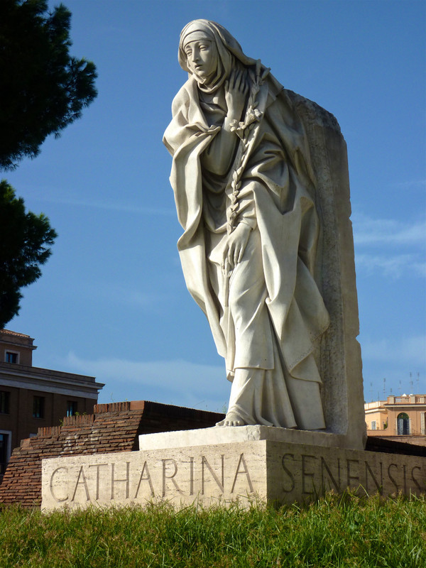Beautiful statue of St Catherine of Siena near Castel Sant'Angelo