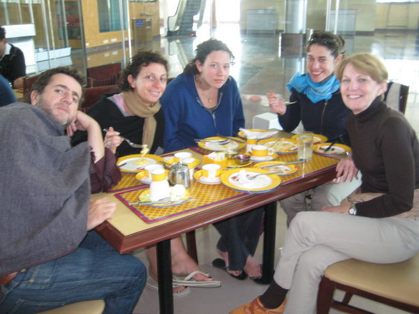Breakfast with our new friends at Udaipur airport