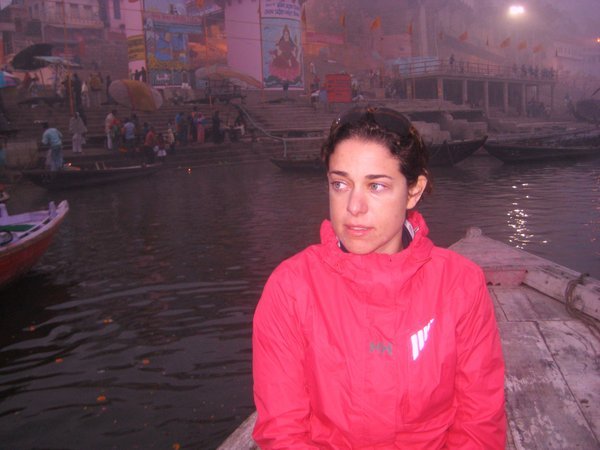 Steph observing the rituals at Ganges River