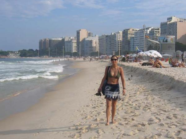 Ruth on Copacabana beach, Rio