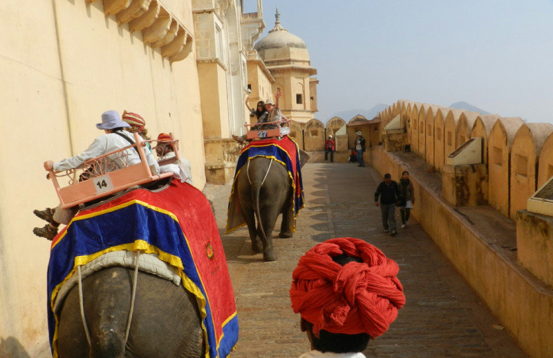 Elephant ride to Amber Fort