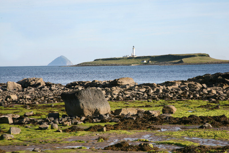 Lighthouse at Pladda and Ailsa Craig in the distance