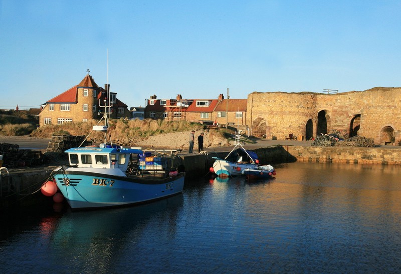 Beadnell Harbour in evening sunshine