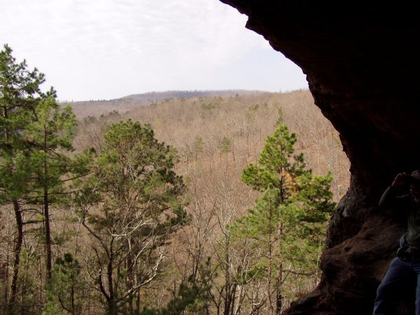 Looking out from a cave