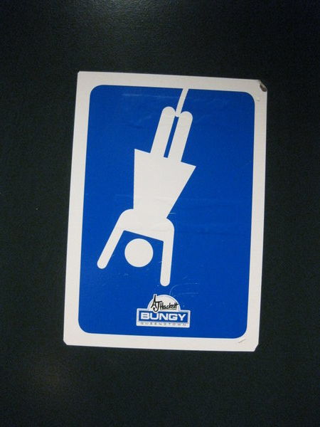 Bungy centre bathroom sign