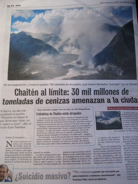 Newspaper of Volcan Chaiten