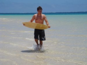 Trying out the new skim board