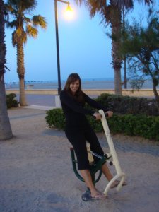 Valencia beachfront, with weird workout machines everywhere