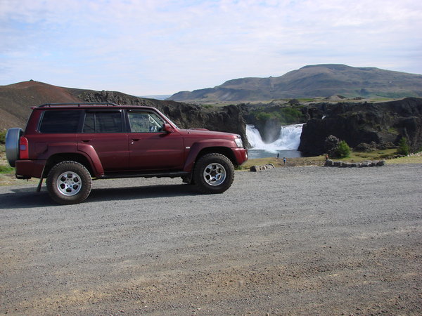 The ride in front of a waterfall