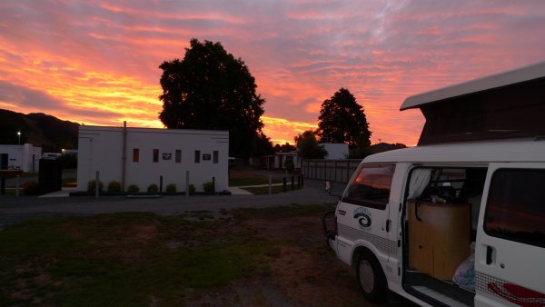 Sunset at the carpark campervan park