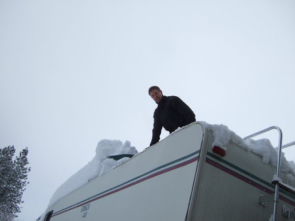 Geoff removing 24" of snow from roof