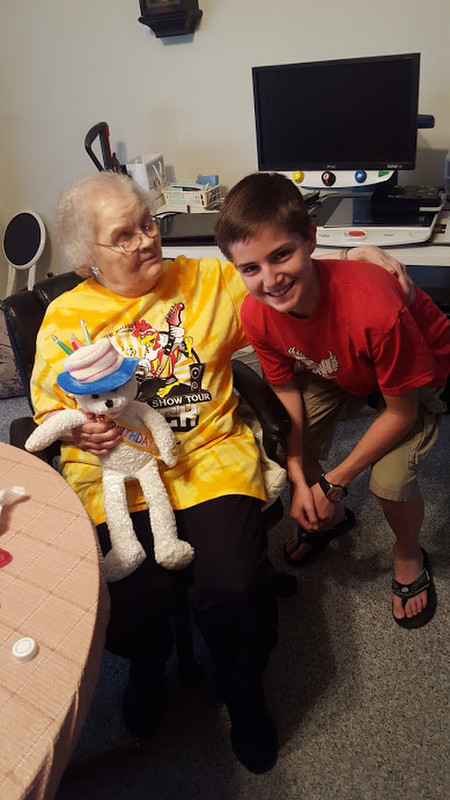birthday boy with Grandma Mary