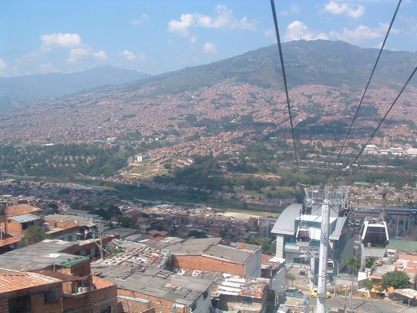 Cable car over Medellin.