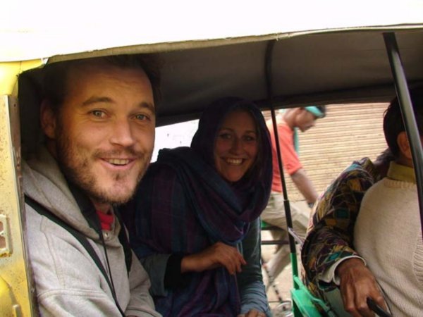 Scott and Nat on a rickshaw