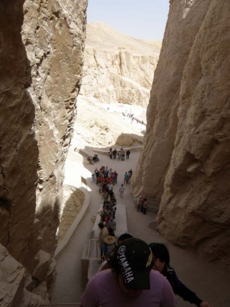 The line of people to get into one of the tombs