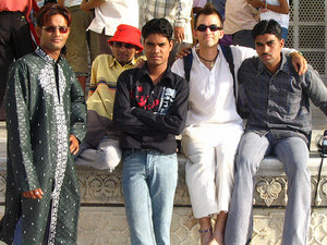 Meeting people at the Taj Mahal, India