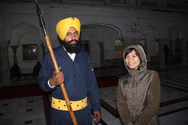 Emily with Sikh Guard