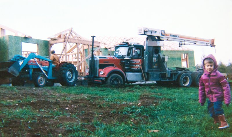 Helping Grandpa build their Abbotsford home, 1985