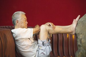 Old man chilling on the street of Magong, capital of Penghu