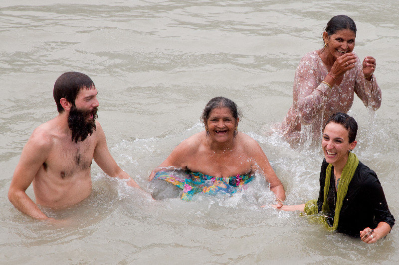 Fun bathing in the Ganges