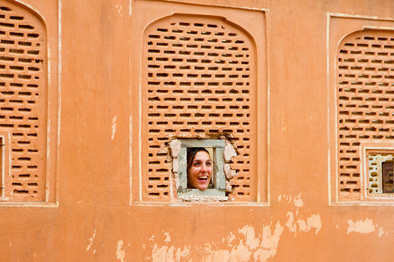 My sister Leanne keeping it real inside the Hawa Mahal