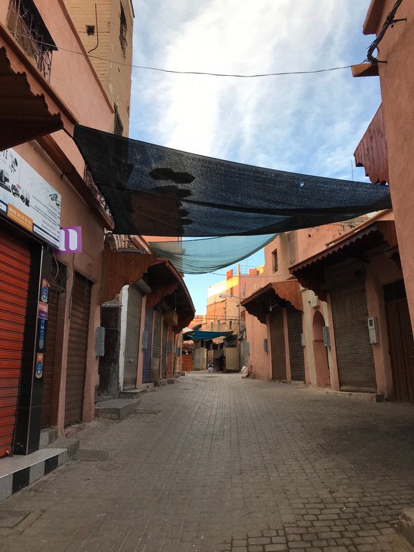 Quiet morning streets, old Medina Marrakesh 