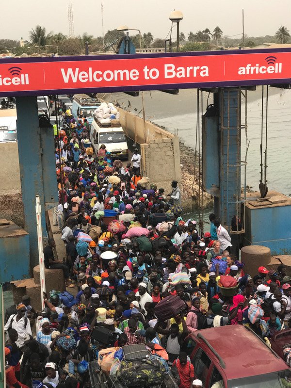 The crazy Border ferry to Gambia, chaos