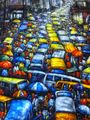 A clogged Lagos city on canvas