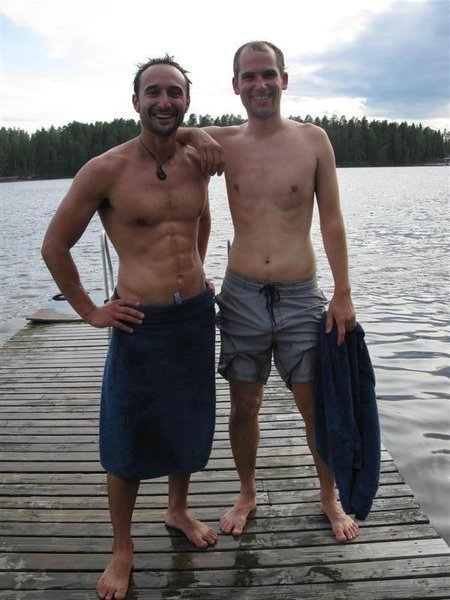 After a 130 degree sauna & 16 degree lake swim, Kupio