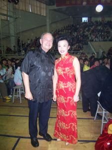 A pose with Ms. Zhang Li,  the Music Department Chairwoman.