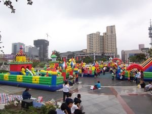 A childrens play-area long the river banks.